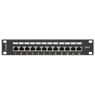 Pozostałe akcesoria sieciowe - LANBERG Patch Panel 12 Port 1U 10 cali kategoria 6 ekranowany czarny (PPF6-9012-B) - miniaturka - grafika 1