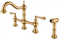 Baterie umywalkowe - bateria kuchenna retro CHESTERA złota z wyciąganą wylewką - złoty - miniaturka - grafika 1