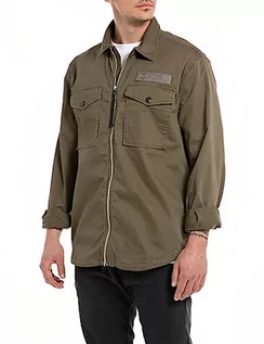 Koszule męskie - Replay koszula męska, 928 Dark Olive, XL - grafika 1