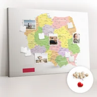 Tablice i flipcharty - Wielka Tablica Korkowa 100x140 cm z grafiką - Mapa Polski + Drewniane Pinezki - miniaturka - grafika 1