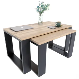 Komplet Stolików Czarny Kawowych Dąb Sonoma + Z0-L05 - Ławy i stoliki kawowe Komplet Stolików Czarny Kawowych Dąb Sonoma + Z0-L05 - Ławy i stoliki kawowe - miniaturka - grafika 1