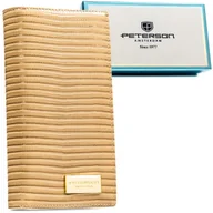 Portfele - Portfel damski zamykany na zamek PETERSON skóra naturalna i ekologiczna lakierowany beżowy ochrona rfid stop duży pionowy rozbudowany na karty pudeł.. - miniaturka - grafika 1