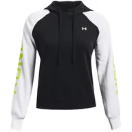 Bluzy sportowe damskie - Bluza damska Under Armour Rival Fleece CB Hoodie czarno-biała - miniaturka - grafika 1