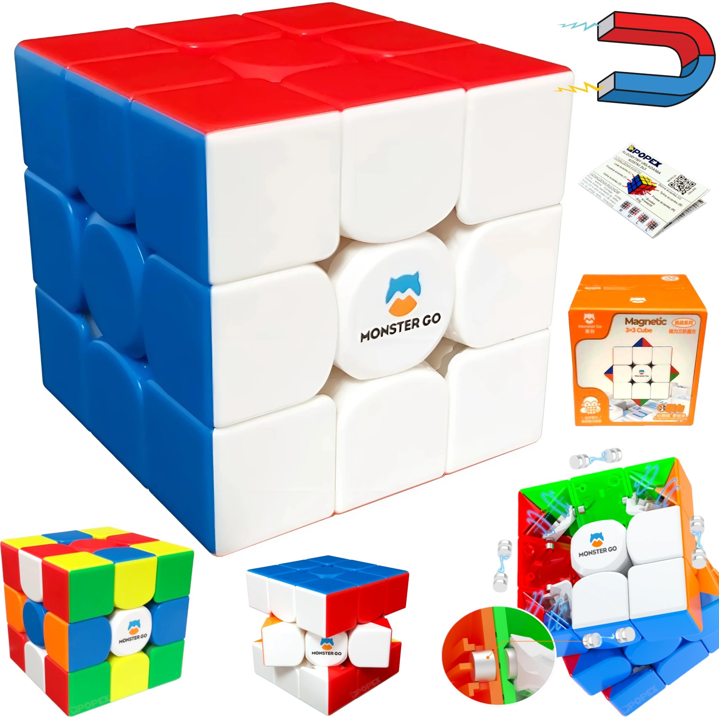 KOSTKA RUBIKA 3x3 MAGNETYCZNA GAN MONSTER GO PROFESJONALNA UKŁADANKA ŁAMIGŁÓWKA