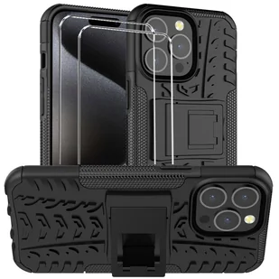 zestaw ochronny 2 w 1 dla Apple iPhone 12 Pro Max składa się z 2x szklanej osłony ekranu 9H i 1x silikonowego etui w kolorze czarnym - Etui i futerały do telefonów - miniaturka - grafika 1