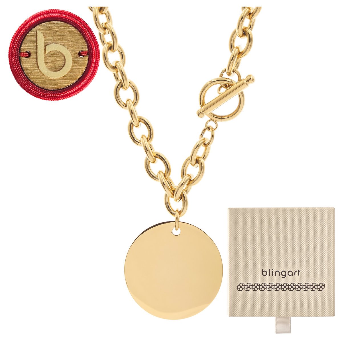 Naszyjnik Celebrytka Stal Pozłacana Koło Toggle