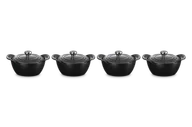 Zestawy garnków i patelni - Le Creuset ZESTAW 4 MINI COCOTTE 11 CM CZARNY MATT Z POKRYWKĄ - miniaturka - grafika 1