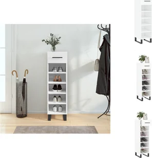 vidaXL Szafka na buty biała wysoki połysk 30x35x105 cm materiał drewnopochodny - Szafki - Szafki na buty - miniaturka - grafika 1