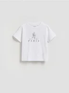 Bluzki dla niemowląt - Reserved - Bawełniany t-shirt z nadrukiem - biały - miniaturka - grafika 1