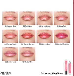 Shiseido Shimmer GelGloss połyskujący błyszczyk do ust o dzłałaniu nawilżającym odcień 05 Sango Peach 9 ml - Błyszczyki do ust - miniaturka - grafika 4