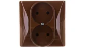 Gniazdka elektryczne - Ospel Gniazdko Akcent podwójne bez uziemienia brązowe - miniaturka - grafika 1