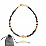 Bransoletki - Bransoletka Kamień Czarny Turmalin i Cytryn Srebro 925 pozłac Prezent 18 cm, bez marki, AG00000604 - miniaturka - grafika 1