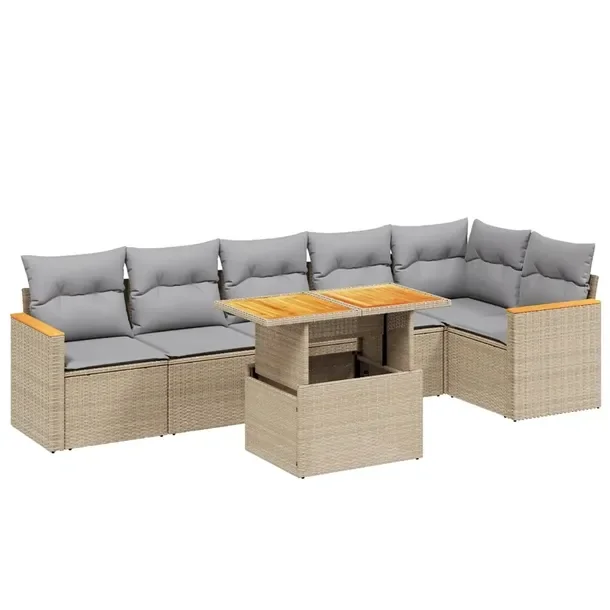 Zestaw mebli ogrodowych modułowych beżowy z poduszkami 62 x 62 x 69 cm