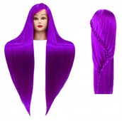 Pozostałe akcesoria fryzjerskie - Główka treningowa Iza 60 cm purple, włos termiczny+ uchwyt, fryzjerska do czesania, głowa do ćwiczeń - miniaturka - grafika 1