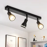 Lampy sufitowe - Nettlife Reflektorowa sufitowy 3-punktowy GU10, metalowy, regulowany, czarny, Nowoczesna lampa do sypialni - miniaturka - grafika 1