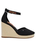Półbuty damskie - Tommy Hilfiger Półbuty Flag High Wedge Espad Closed Toe FW0FW08494 Czarny - miniaturka - grafika 1