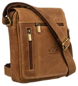 Torby męskie - Skórzana męska listonoszka na ramię ALWAYS WILD brązowa torebka miejska saszetka małą i funkcjonalna kieszonki elegancki prezent - miniaturka - grafika 1