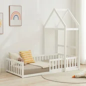 Łóżka dla dzieci i młodzieży - Łóżko domek 90 x 190 cm - Drewno sosnowe i MDF - Biały - VARLAINE - miniaturka - grafika 1