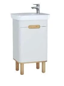 Vitra Szafka podumywalkowa z nóżkami Vitra Sento 50 x 38 x 85 cm biały mat drzwiczki lewe 60778 - Szafki łazienkowe - miniaturka - grafika 1