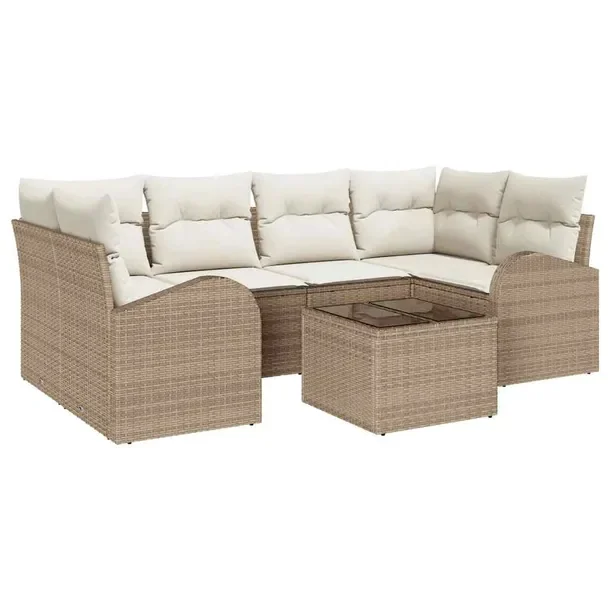 Zestaw Sof Ogrodowych Modułowych, Beżowy, Rattan, 5 Elementów
