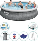 Baseny ogrodowe - Zestaw basenowy - Bestway Fast Set 457x107 cm Rattan - Okrągły - miniaturka - grafika 1