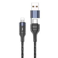 Kable USB - USAMS Kabel pleciony U31 USB-C/USB na lightning 30W PD Fast Charge czarny/black SJ404USB01 (US-SJ404) - miniaturka - grafika 1