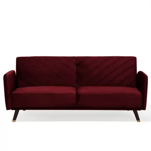 Beliani Sofa trzyosobowa welwet czerwona SENJA - Sofy i kanapy Beliani Sofa trzyosobowa welwet czerwona SENJA - Sofy i kanapy - miniaturka - grafika 1