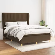 Łóżka - Lumarko Łóżko kontynentalne z materacem  brązowe  tkanina  140x190 cm - miniaturka - grafika 1