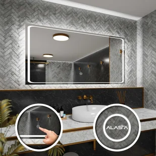 Prostokątne lustro łazienkowe z podświetleniem LED i włącznikiem dotykowym - Barcelona - 180 x 90cm - Lustra - miniaturka - grafika 1