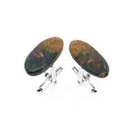 Spinki do mankietów i krawatów - Spinki do mankietów Jaspis oceaniczny (S987) Srebro [925] - miniaturka - grafika 1