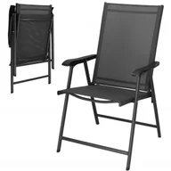 Fotele i krzesła ogrodowe - Krzesło ogrodowe, składane, metalowe, czarne, Springos - miniaturka - grafika 1