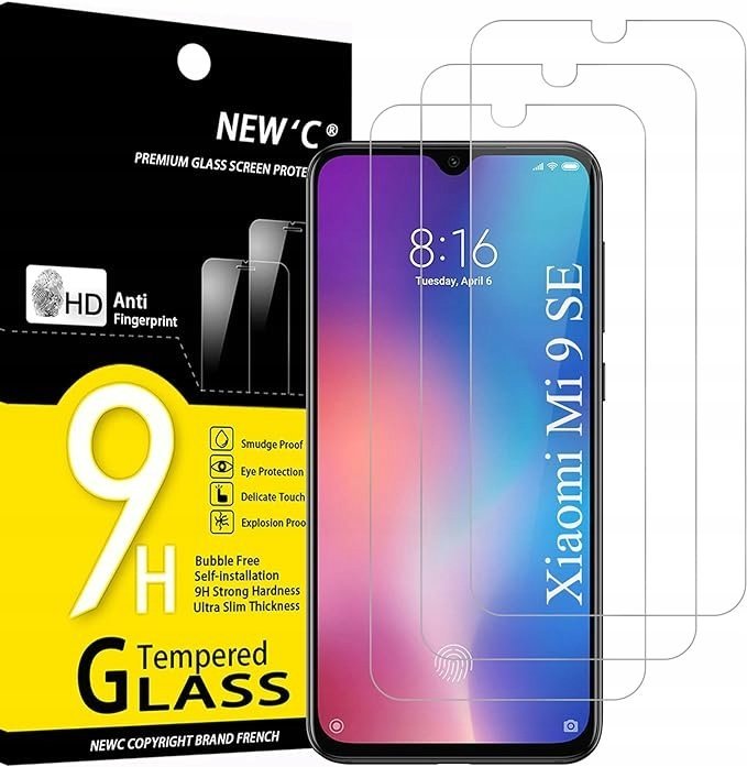 Szkło hartowane 9H do Xiaomi Mi 9 Se, Xiaomi Mi Play 3 sztuki