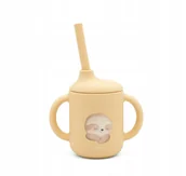 Kubki dla dzieci - Sassi Kubek silikonowy z rurką dla dzieci do nauki picia leniwiec SASSI - miniaturka - grafika 1