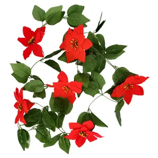 Girlanda z poinsecji 190 cm czerwony / biały - Ozdoby bożonarodzeniowe - miniaturka - grafika 1