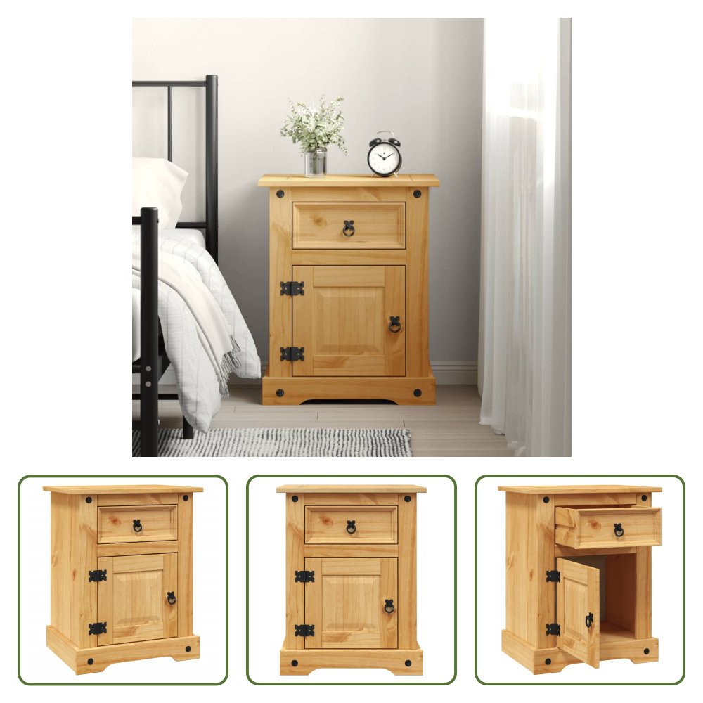 Szafka nocna Living Store w stylu meksykańskim z litego drewna sosnowego 53x39x66 cm
