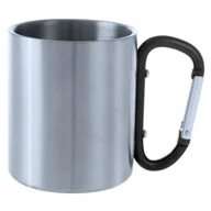 Kubki termiczne - Kubek termiczny z karabińczykiem, stal nierdzewna, czarny, 210 ml - miniaturka - grafika 1