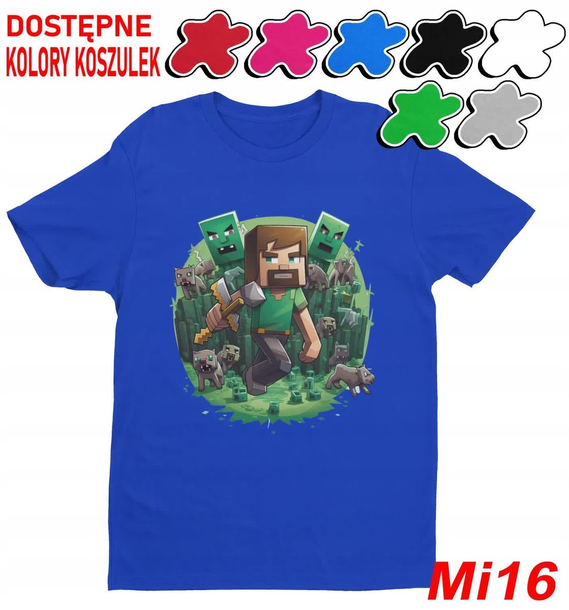 Koszulka Dziecięca Z Nadrukiem Dla Fana Mainkraft Gry Wzory -M 134-140