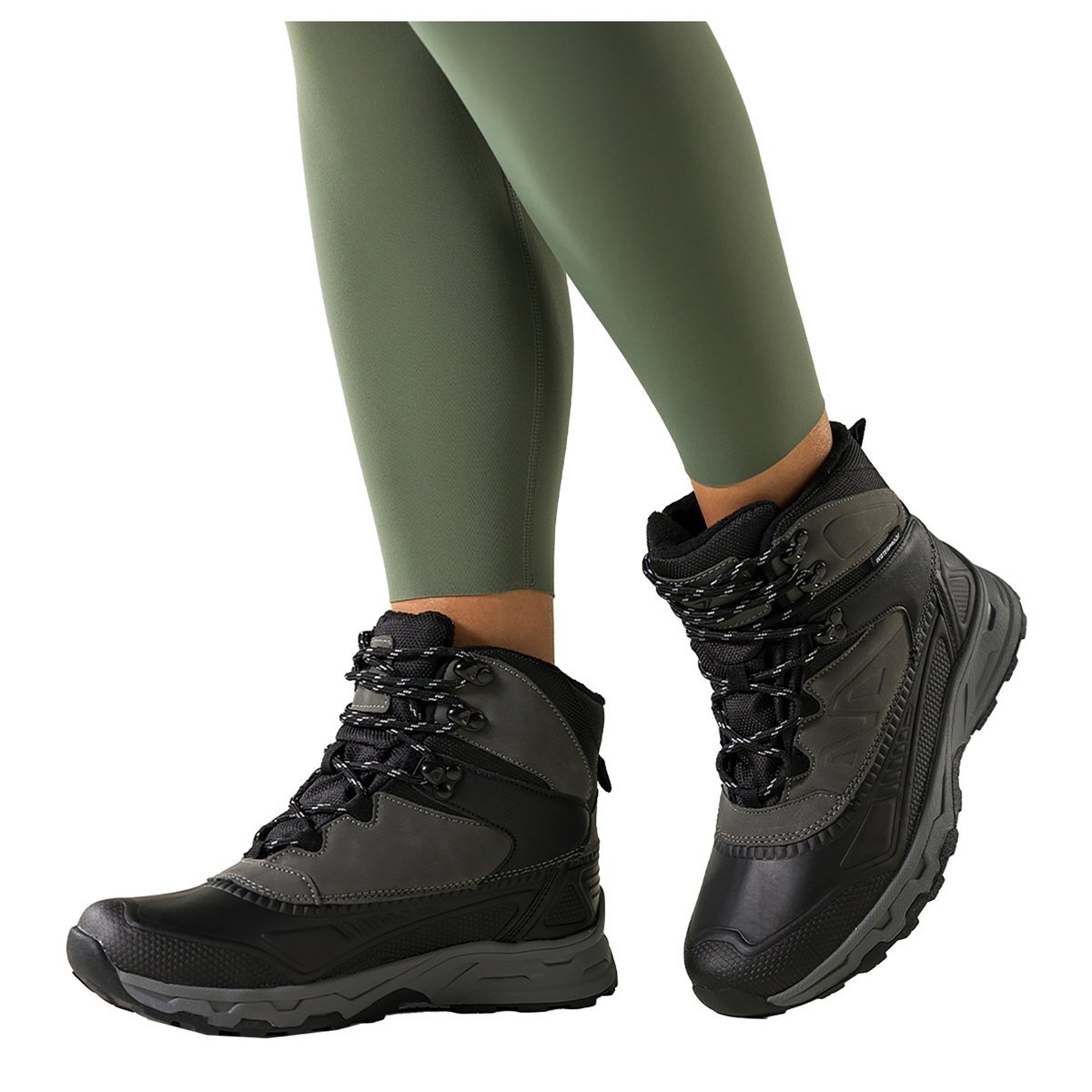 Czarne buty sportowe trekkingowe damskie wodoodporne na bieżnikowanej podeszwie sznurowane szare wstawki Casu 7688-3D-39