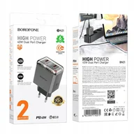 Ładowarki do telefonów - Borofone Ładowarka Sieciowa Bn21 Lena - 2Xtyp C - Pd 40W Szara - miniaturka - grafika 1
