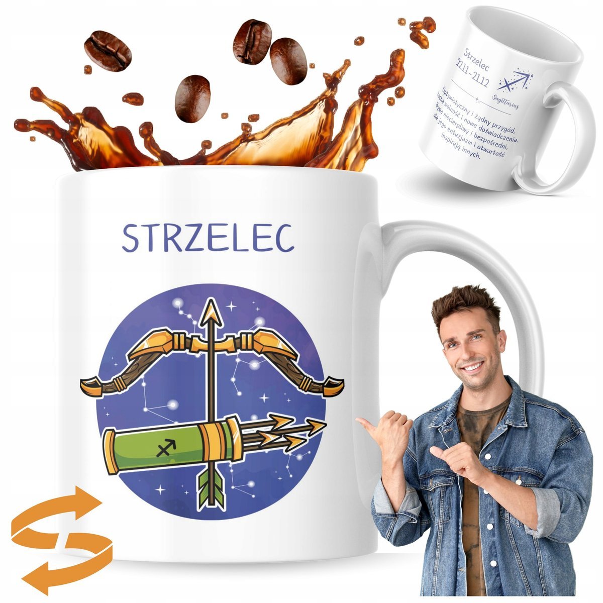 Kubek z nadrukiem 330 ml Znak Zodiaku Strzelec Kubek Prezent Kubek Do Kawy