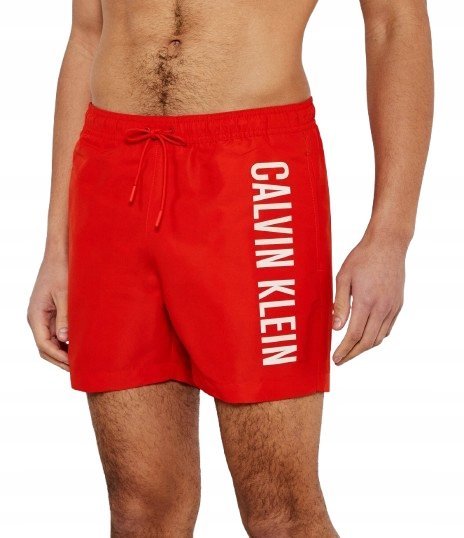 CALVIN KLEIN CZERWONE KĄPIELÓWKI Z NADRUKIEM S J5D
