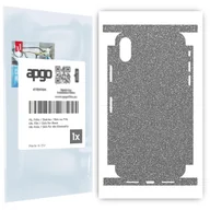 Folie ochronne do telefonów - Folia naklejka skórka strukturalna na TYŁ+BOKI do Apple iPhone X -  Brokat Srebrny - apgo SKINS - miniaturka - grafika 1
