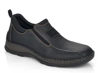Półbuty męskie - Półbuty męskie czarne Rieker 05363 skórzane wsuwane tęgość szersza H-43 - miniaturka - grafika 1
