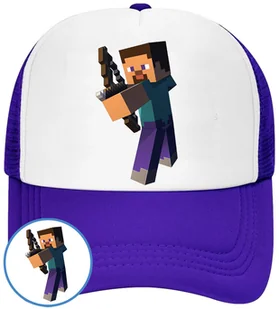 CZAPKA Z DASZKIEM MINECRAFT DLA DZIECI NA LATO NIEBIESKA BEJSBOLÓWKA - Czapki i chusty sportowe męskie - miniaturka - grafika 1