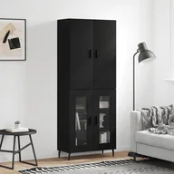 Witryny - vidaXL Witrynka, czarna, 69,5x34x180 cm, materiał drewnopochodny - miniaturka - grafika 1