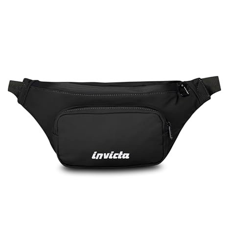 Invicta Torba biodrowa Tulgo Urban, czarna, wewnętrzna kieszeń zapinana na zamek, duża kieszeń zewnętrzna, 4L pojemna torba na talię do wypoczynku i podróży, dla mężczyzn i kobiet, czarne, Taglia