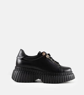 Czarne skórzane sneakersy na platformie Karino-39 - Sneakersy damskie - miniaturka - grafika 1