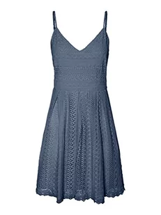 VERO MODA Damska sukienka VMHONEY Lace Pleated Singlet Dress WVN, China Blue, S, niebieski (China Blue), S - Sukienki - miniaturka - grafika 1