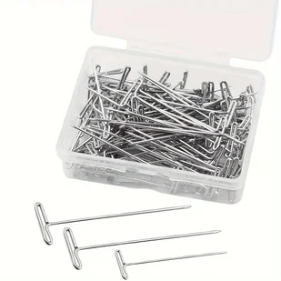 TEMU 100 Sztuk/pudło Peruka Ze Stali Nierdzewnej Piankowa Główka Peruka Pin, Szycie T Pin, Peruka T Pin, Blok Pin, Pin, Z Pudełkiem - Pozostałe akcesoria fryzjerskie - miniaturka - grafika 1