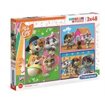 Clementoni Puzzle 3x48el 44 Koty - Zabawki interaktywne dla dzieci - miniaturka - grafika 1